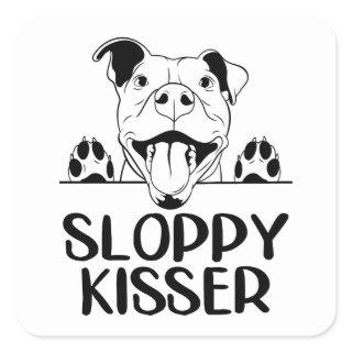 Cute Pitbull Love Pittie Pit Bull Puppy Dog Hello  Square Sticker