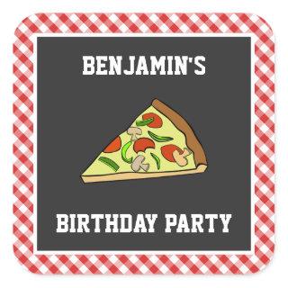 Cute Pizza Kids Birthday Party Favor Sticker