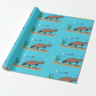 Cute platypus swimming cartoon