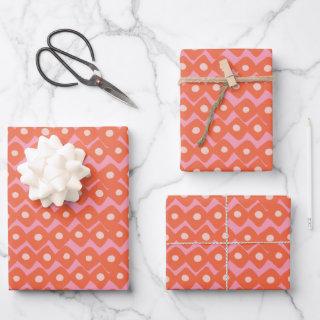 Cute Playful Abstract Geometric Shapes Pink Orange  Sheets