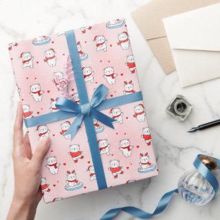 Cute Polar Bear Christmas Seamless Pattern