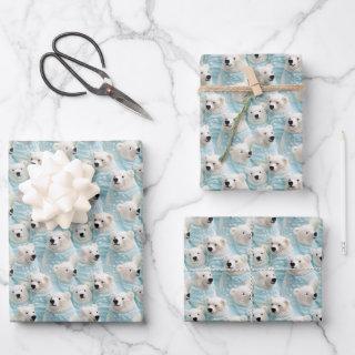 Cute Polar Bear Wrapping Christmas Paper Teal Aqua