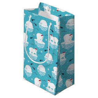 Cute Polar bears in Santa Hats Christmas Pattern Small Gift Bag