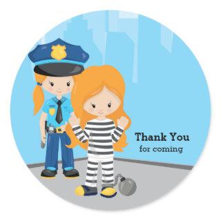 Cute Police Officer Classic Round Sticker