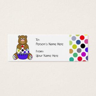 Cute Polka Dot Brown Birthday Bear Gift Tag