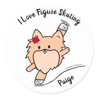 Cute Pom Figure Skating Spiral Classic Round Sticker