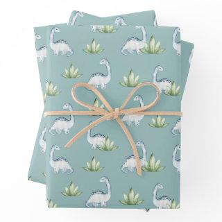 Cute Prehistoric Dinosaurs and Plants Pattern  Sheets