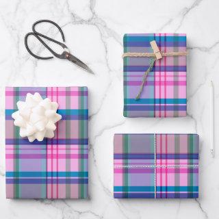 Cute Preppy Retro Plaid Pattern in Pink and Blue  Sheets