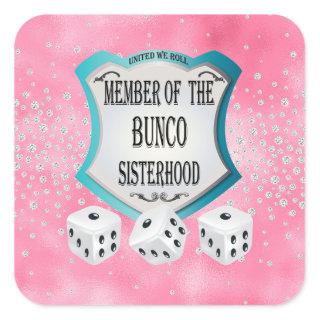 Cute Pretty Bunco Player Dice Bunco Party Square Sticker