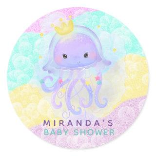 Cute Princess Jellyfish Patel Bubbles Baby Shower  Classic Round Sticker