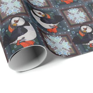 Cute Puffin Birds Winter Pattern