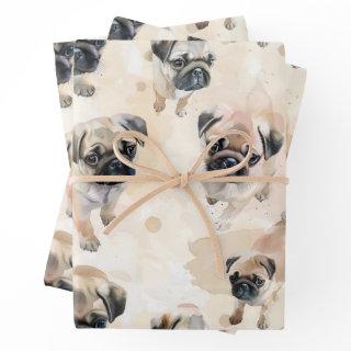 Cute pug puppies pattern  sheets