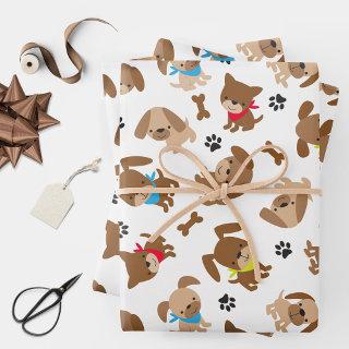 Cute Puppies and Paw Prints  Sheets