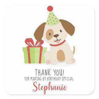 Cute Puppy Birthday Square Sticker
