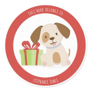 Cute Puppy Birthday This Book Belongs to Classic Round Sticker