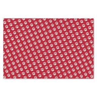 Cute Puppy Dog Animal Red White Paw Print Pattern Tissue Paper