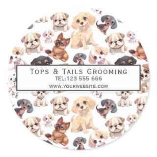 Cute Puppy Dog Business  Classic Round Sticker