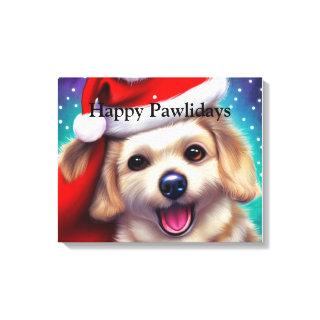 Cute Puppy Pawlidays Canvas Print