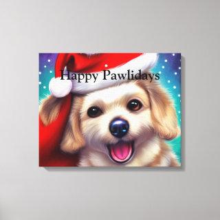 Cute Puppy Pawlidays Canvas Print