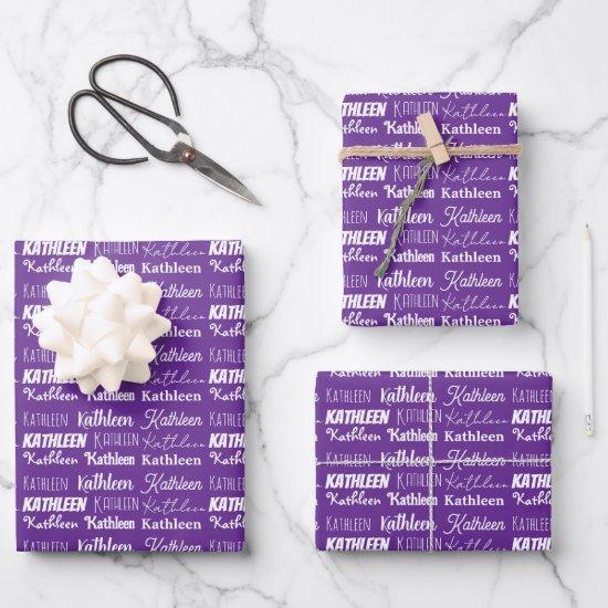 Cute Purple Name Collage Customized Birthday  Sheets