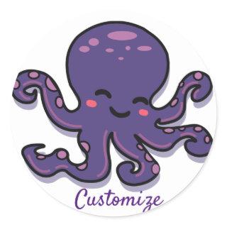 Cute Purple Octopus Thunder_Cove Classic Round Sticker