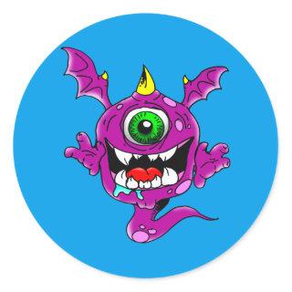 Cute Purple People Eater Monster Classic Round Sticker
