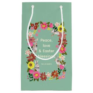 Cute Rabbit Bunny Floral wreath easter Small Gift Bag