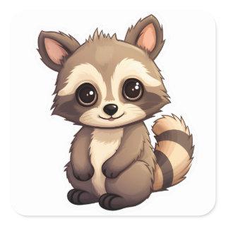 Cute Raccoon Gifts Trash Panda Funny Animal Kawaii Square Sticker