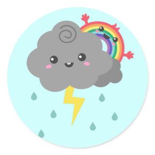 Cute Rainbow Behind Every Dark Cloud Classic Round Sticker