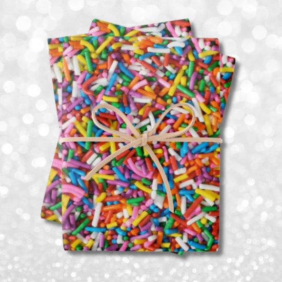 Cute Rainbow Sprinkles Candy Bakery Food Pattern  Sheets