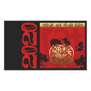 Cute Rat Chinese Year 2020 Zodiac Birthday RS Rectangular Sticker