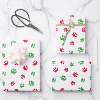 Cute Red and Green Paw Prints Pattern  Sheets