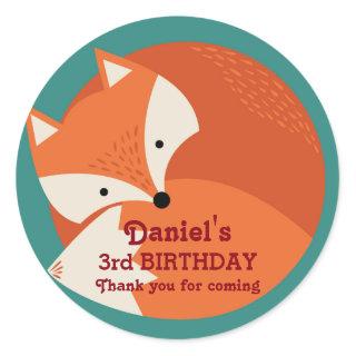Cute Red Fox Cartoon Animals Birthday Stickers