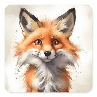 Cute Red Fox Portrait Journal Notebook Laptop Square Sticker