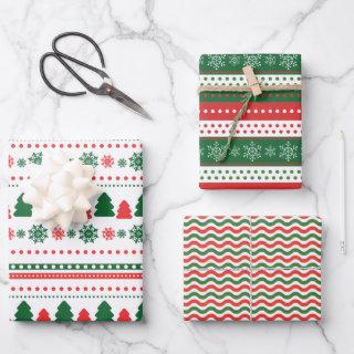 Cute Red Green Snowflakes Christmas Pattern  Sheets