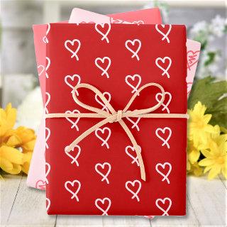 Cute Red Pink White Heart Pattern  Sheets