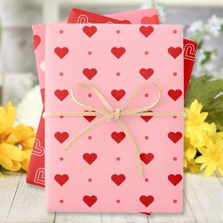 Cute Red Pink White Hearts Patterns  Sheets
