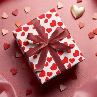 Cute Red & White Heart Valentines Wrapping  Sheets