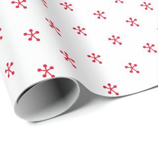 Cute red white stars snowflakes pattern