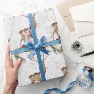 Cute reindeer pattern with fir branch & pinecones