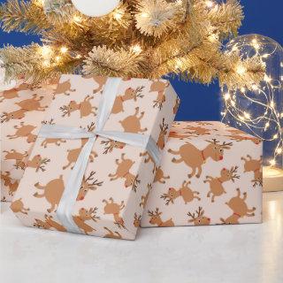 Cute reindeers with red festive scarves Christmas