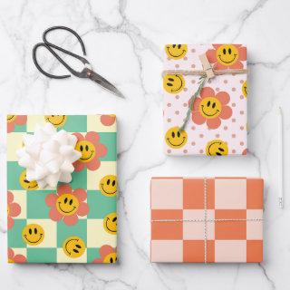 Cute Retro Checkerboard patterns with flowers  Sheets