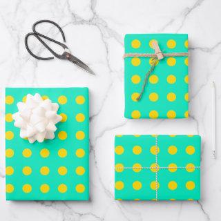 Cute Retro Dots Pattern in Mint Green and Yellow  Sheets