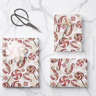 Cute Retro Festive Candy Cane Lollipops Pattern  Sheets