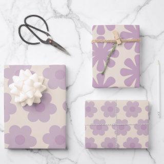 Cute Retro Flower Patterns in Pastel Lilac Purple  Sheets