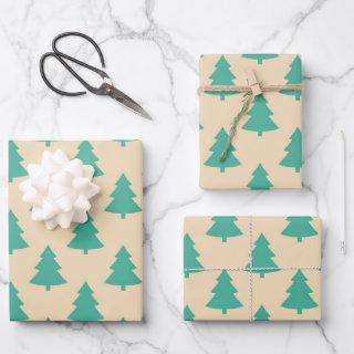 Cute Retro Mint Teal Green Christmas Tree Pattern  Sheets
