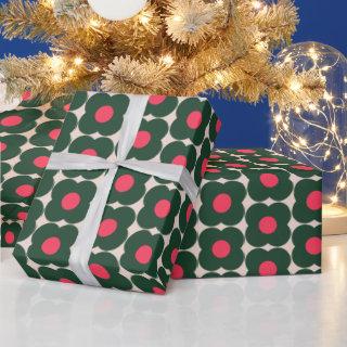 Cute Retro Pop Flower Pattern | Christmas Green