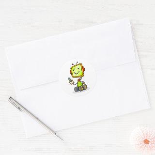 Cute Retro Robot Cartoon Fun AI Tech Digital Art  Classic Round Sticker