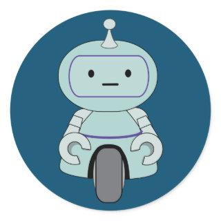 Cute Retro Robot Illustration Classic Round Sticker