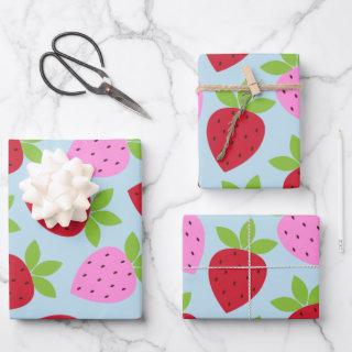 Cute Retro Strawberry Fruit Pattern Pink Red Blue  Sheets
